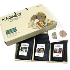 KAGNEW 咖啡豆禮盒 240g+圖案杯墊組, 1組, Yirgacheffe咖啡+Limukosa咖啡+Blue Honey咖啡+杯墊
