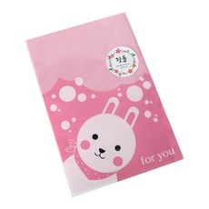 可愛袋子 300入 + 週歲花環貼紙 300入, 兔子(粉紅色), 1套