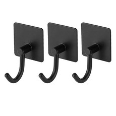 3M黏貼式掛鉤, 黑色, 3個