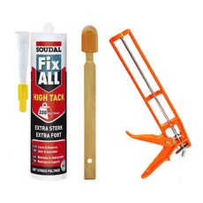 픽스올 하이탁 백색 무취 다용도 강력접착 실리콘 290ml + 플라스틱 실리콘건 + 실리콘헤라, 1세트