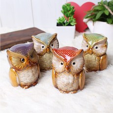 용감한 부엉이 장식품 4종 세트, 혼합색상