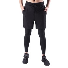 NAYA STYLE 男款假兩件式9分緊身短褲 HL-276