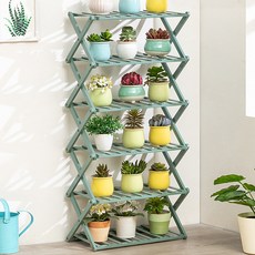 GAPANG 木質多功能折疊植物層架, 綠色, 6段