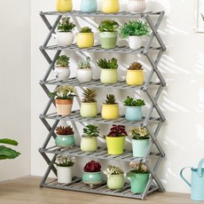 GAPANG 木質折疊多功能花盆架 J, 灰色的, 6層