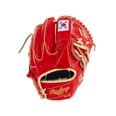 RAWLINGS 投手棒球手套右投用Preferred GKWXPR205W-9-SC+鑰匙圈+手套收納包, 猩紅+駝色（手套），隨機發貨（鑰匙圈）