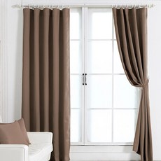 棉質寢具插銷式遮光窗簾, 復古巧克力色