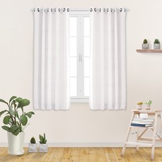 棉質寢具打孔式遮光窗簾, 白色