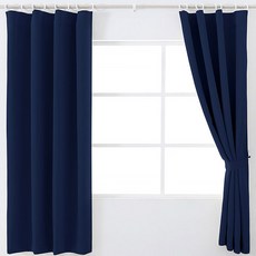 棉質寢具小窗針式遮光窗簾, 海軍藍