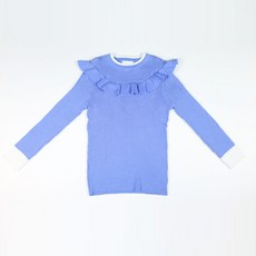 amareillael 孩童領口顏色 York 褶邊針織 T恤