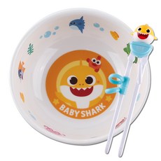 aizoum 鯊魚寶寶印花餐碗+造型學習筷組, 混色, 碗+學習筷