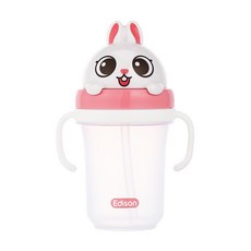 에디슨 유아용 프렌즈 흘림방지 입체 빨대컵2, 300ml, 1개, 토끼래니