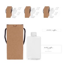 白色蓋圓胖扁瓶 500ml+浪漫冰滴咖啡貼紙 2種組, 10組