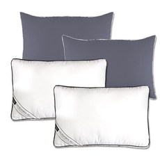 아임리빙 중량업 블랙라인 나노 다운필 소프트 마법 베개솜 2p + AG프리미엄 베개커버 2p 세트, 솜(화이트), 베개커버(차콜), 1개