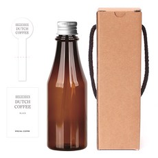 棕色PET瓶 200ml AR200+鋁蓋 銀色+瓶身標籤 簡單英文冰滴咖啡S+蓋子封口標籤 簡單英文冰滴, 10組