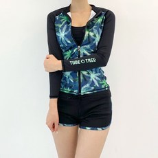 TUBE TREE Naya Style女式綠色 Farm 拉鍊上衣