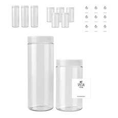 圓形雜糧盒 750ml 6入+1000ml 4入+瓶蓋 半透明 10入+貼紙 N21 10入, 1組