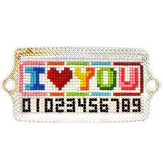 Blingbling 水晶停車串珠方塊寶石十字繡DIY套組, 我愛你, 1個