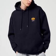 南瓜刺繡拉絨合身大碼連帽衫