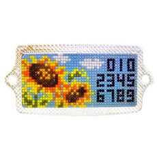 Blingbling 水晶停車串珠方塊寶石十字繡DIY套組, 向日葵, 1個