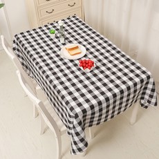 ILOVEHOME 彩色格紋波浪方形桌布, 黑色, 90 x 90 cm