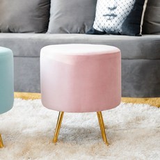블리 원형 벨벳 스툴, 베이비핑크, 1개
