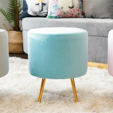 블리 원형 벨벳 스툴, 민트, 1개