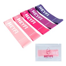 HEYFI 乳膠環狀彈力帶5種全套組合 + 收納袋, 粉紅色, 1個
