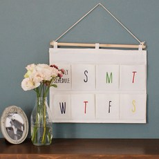 週記收據收納多用途布藝牆面掛袋, 繽紛白