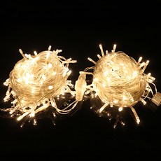 Dawoo NEW LED 燈串 200顆燈泡 9.5m + 電源線 透明線 暖白光