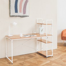 夏巴斯 斯堪地那1400電腦桌_白色, 白色 + 木色