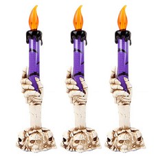 PARTYHAE 萬聖節復古骷髏裝飾蠟燭, 紫色的, 3個
