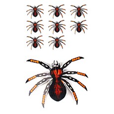 PARTYHAE 萬聖節蜘蛛造型吊飾 9入, 橘色