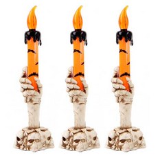 PARTYHAE 萬聖節復古骷髏裝飾蠟燭, 橘子, 3個
