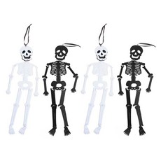 PARTYHAE 毛氈骷髏懸掛裝飾 2款 x 2入組, 黑色, 白色