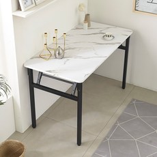 블랙 철제 다리 접이식 테이블 800 x 600 mm, 마블링