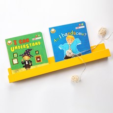 타공판 북선반 중 40cm + 나무벽 액세서리, 1세트, 옐로우(선반)