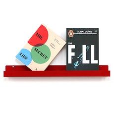 타공판 북선반 중 40cm + 나무벽 악세사리, 1세트, 레드(선반)