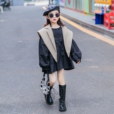 오렌지다몸 여아용 롱 셔츠 베스트 세트