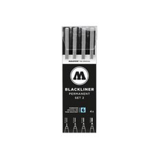 MOLOTOW 顏料代針筆 0.3mm + 0.5mm + 0.7mm + 1.0mm, 黑色, 1套