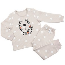 Maykids 童款圓點老虎印花保暖長袖長褲套裝