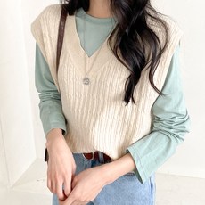 amorday 女款日常簡約寬鬆基本款羊毛背心