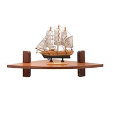 GAPANG 實木牆角掛式層架 1層 C, 胡桃木