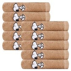 Songwol 松月 Snoopy 基本款洗臉毛巾 145g 30支棉紗, 褐色, 10個