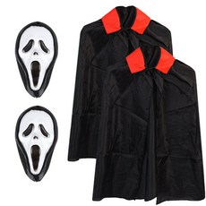 斗篷 2件 + 驚聲尖叫面具 2件 組, 混合色, 1套