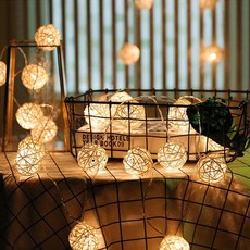 모던홀릭 LED 라탄 전구 20구 건전지 타입 + 유리용 투명 흡착판 세트, 웜화이트, 랜덤발송(그레이하우스, 우드), 1개