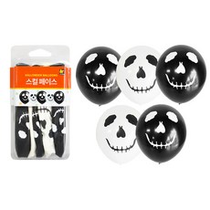 Case氣球 骷髏臉 黑色 3入 + 白色 2入 30cm, 混合顏色, 5套