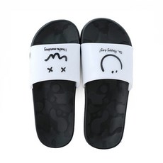 I Love Home Cool Smile Face 男女通用 浴室拖鞋, 黑色 白色, 1個