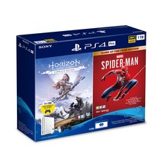 플레이스테이션 PS4 본체 프로 7218B 1TB 마블 스파이더맨 + 호라이즌 + 듀얼쇼크 세트 글레이셔 화이트, ASIA00394