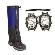 LIBERO Lizard鏈式冰爪 + Liam腿套組合, 黑色 + 藍色