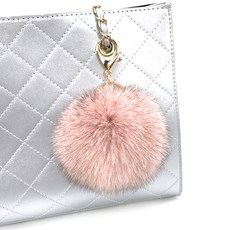 Kong Bean Motor 毛球鑰匙圈 粉米色 9cm, 1個